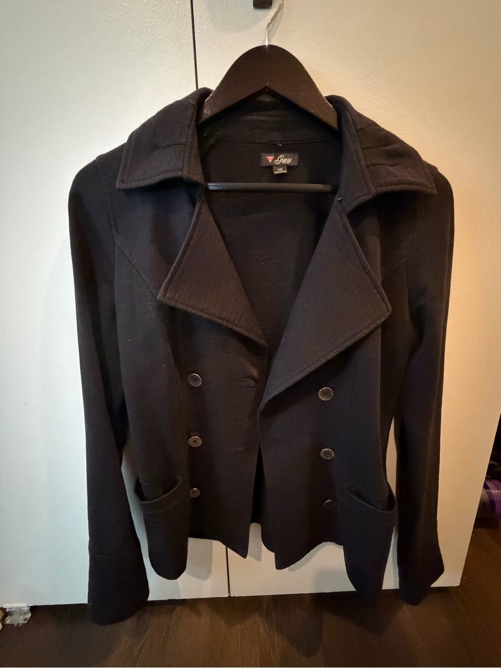 Guess Black Double-Breasted Jacket